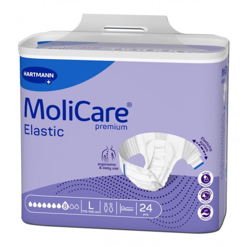 Fralda MoliCare® Premium Elastic 8 Gotas L 24 Unidades Fralda MoliCare® Premium Elastic 8 Gotas L 24 Unidades
